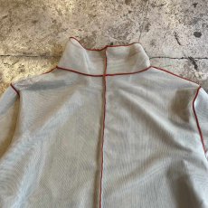 画像10: COLOR OUT STITCH DESIGN SHEER TULLE HALF NECK L/S TOPS / Ladies M (10)