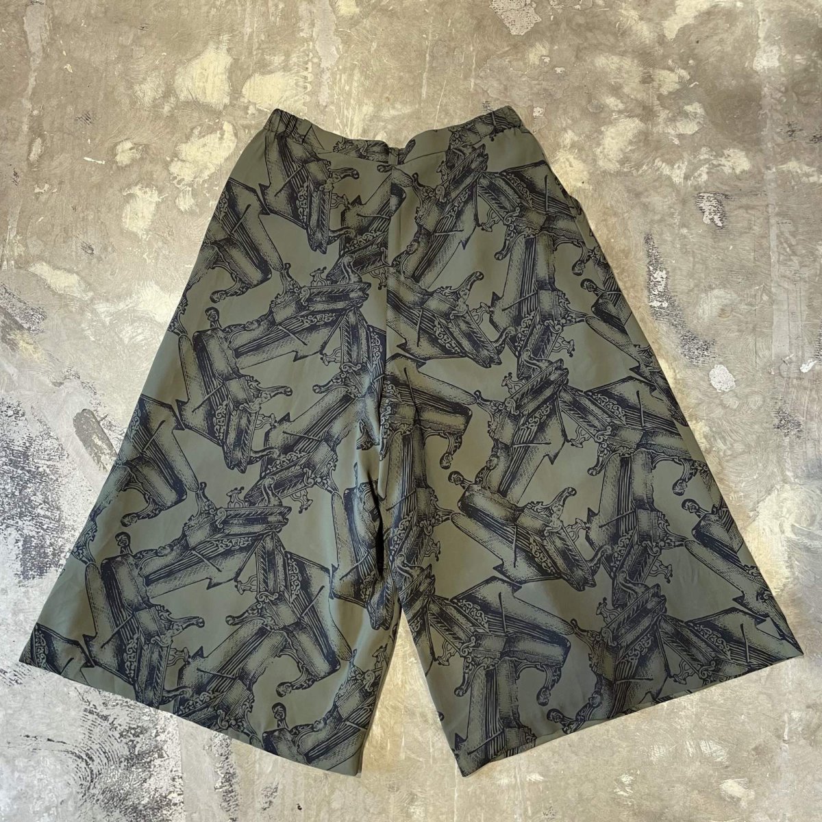 画像2: GRAND PIANO PATTERN CROPPED WIDE PANTS / W28~W33 (2)