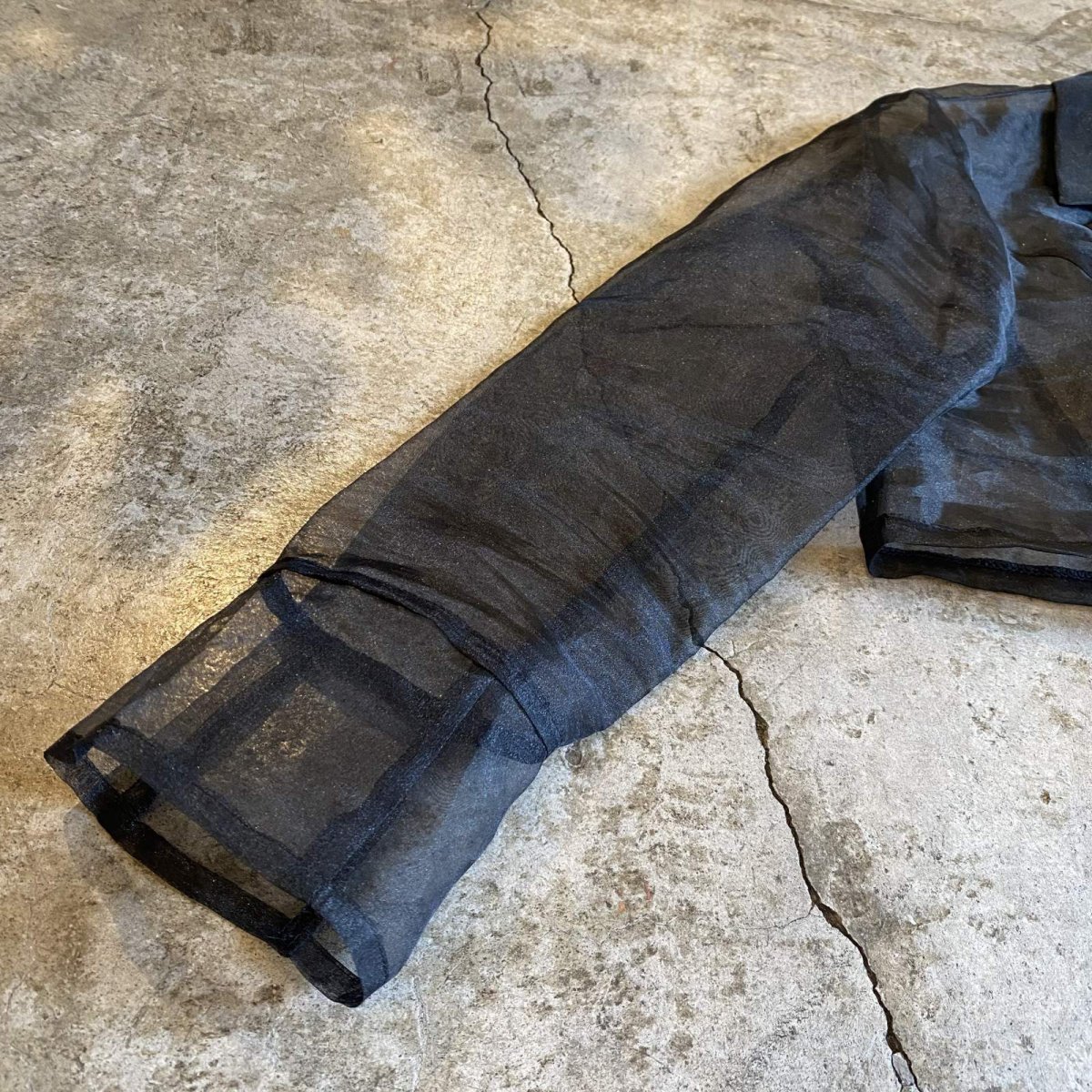 画像4: BLACK COLOR SHEER DESIGN SHORT JACKET / Ladies M (4)