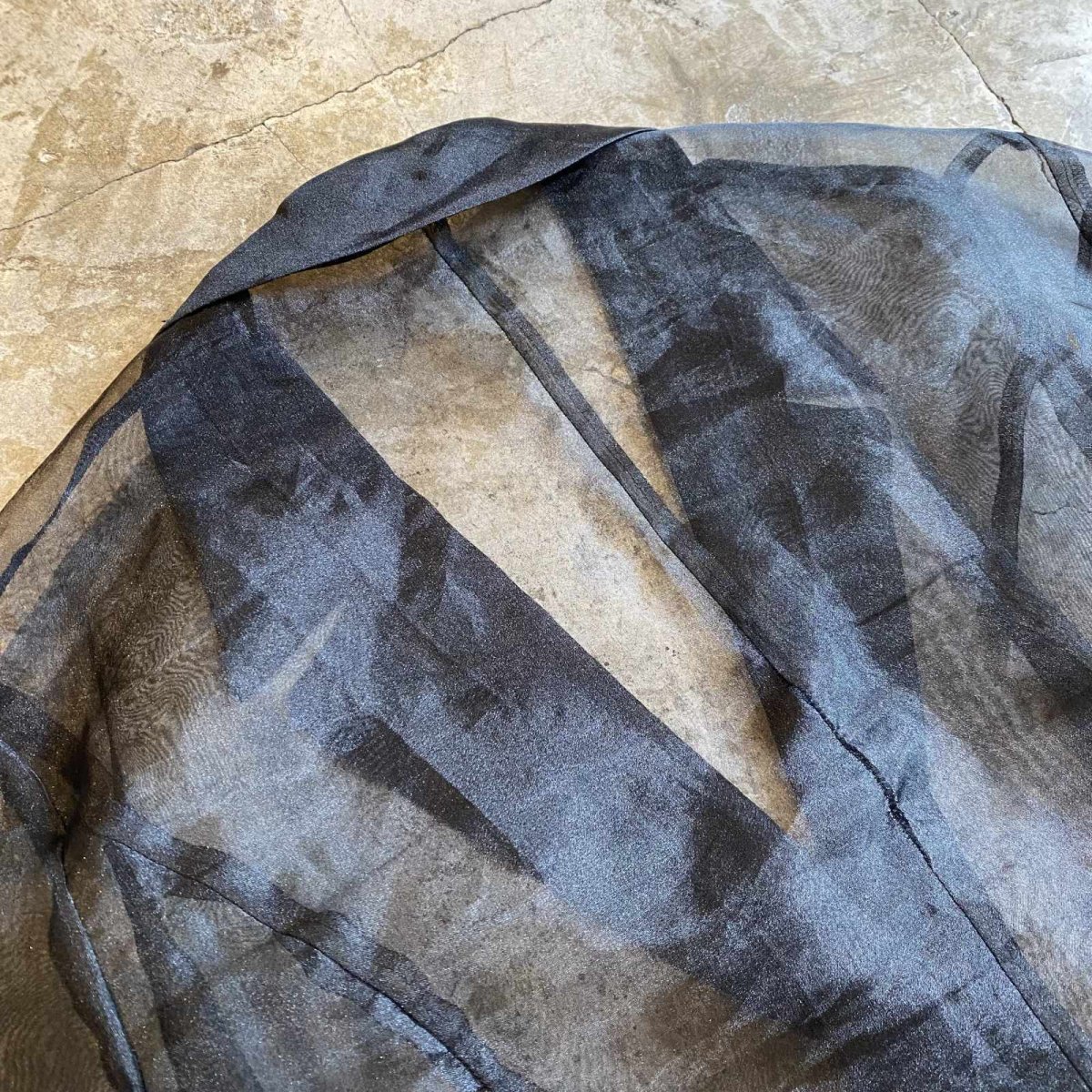 画像8: BLACK COLOR SHEER DESIGN SHORT JACKET / Ladies M (8)