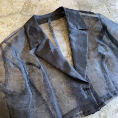 画像3: BLACK COLOR SHEER DESIGN SHORT JACKET / Ladies M (3)