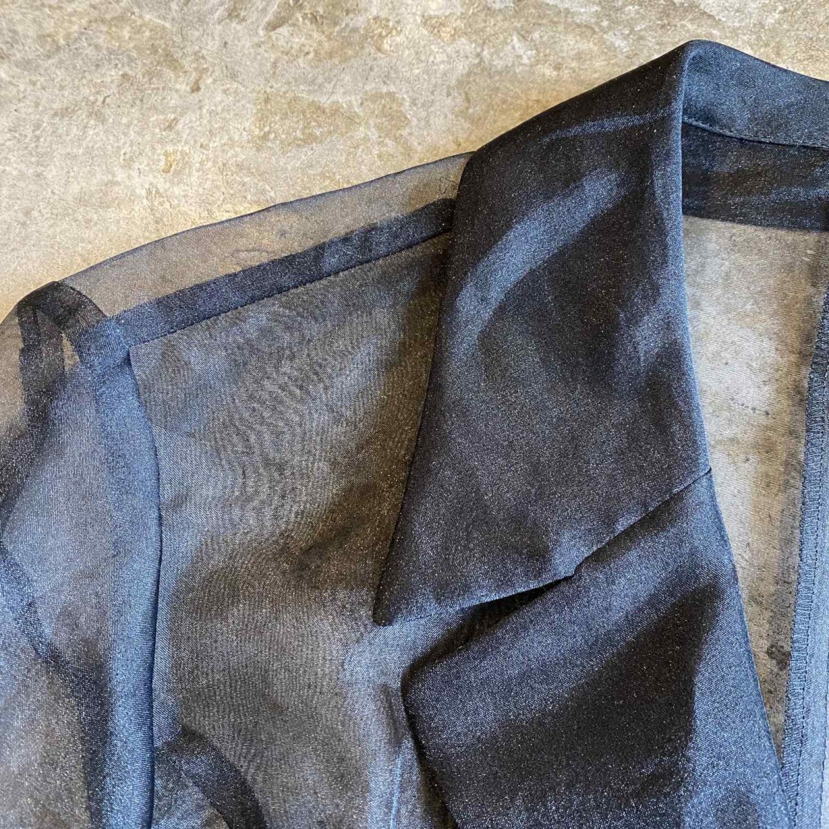 画像7: BLACK COLOR SHEER DESIGN SHORT JACKET / Ladies M (7)