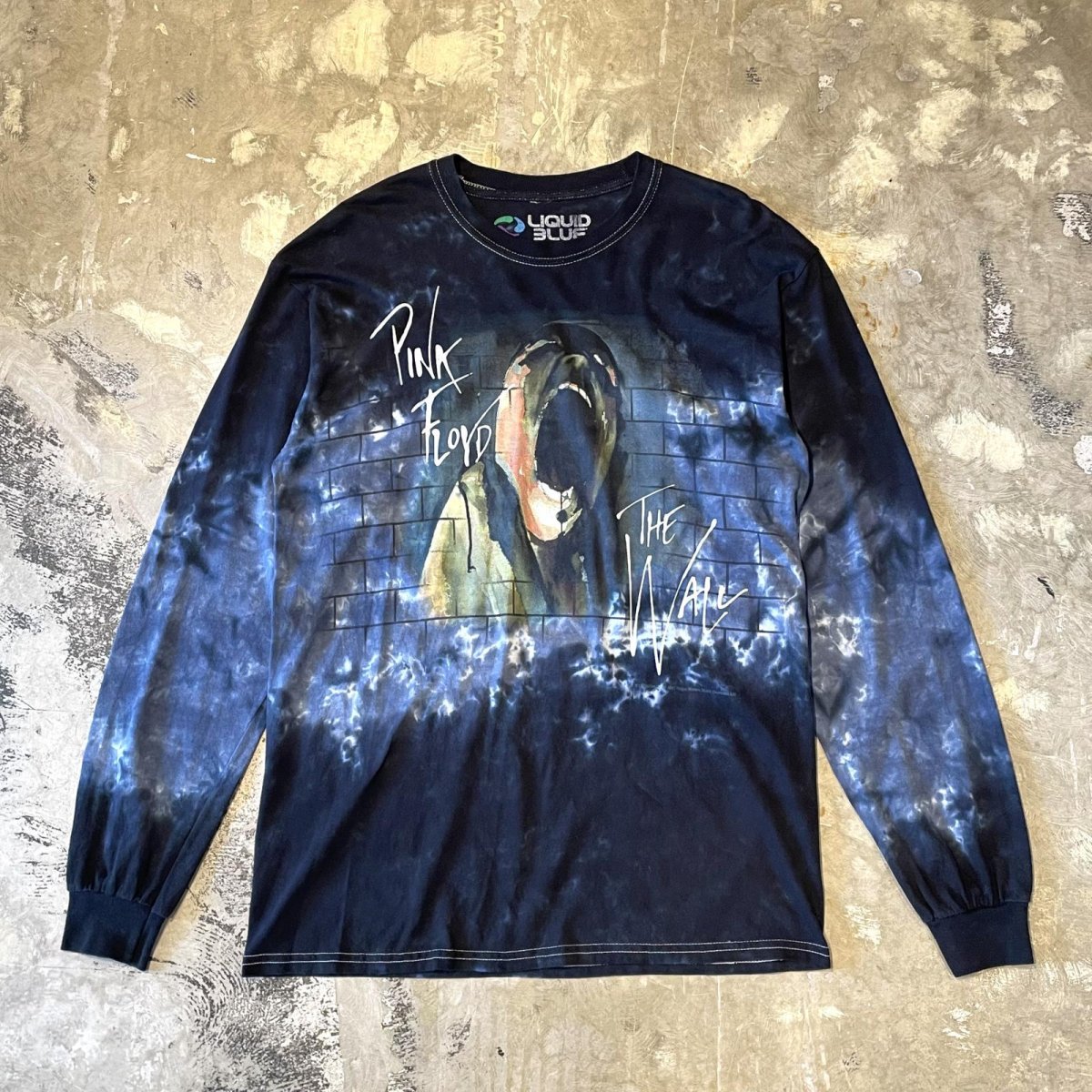 画像1: "LIQUID BLUE" TIE DYE PATTERN PINK FLOYD PRINTED L/S TEE / Mens M (1)
