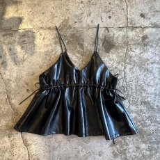 画像3: SIDE RIBBON DESIGN FAUX LEATHER CAMISOLE / Ladies S~M (3)