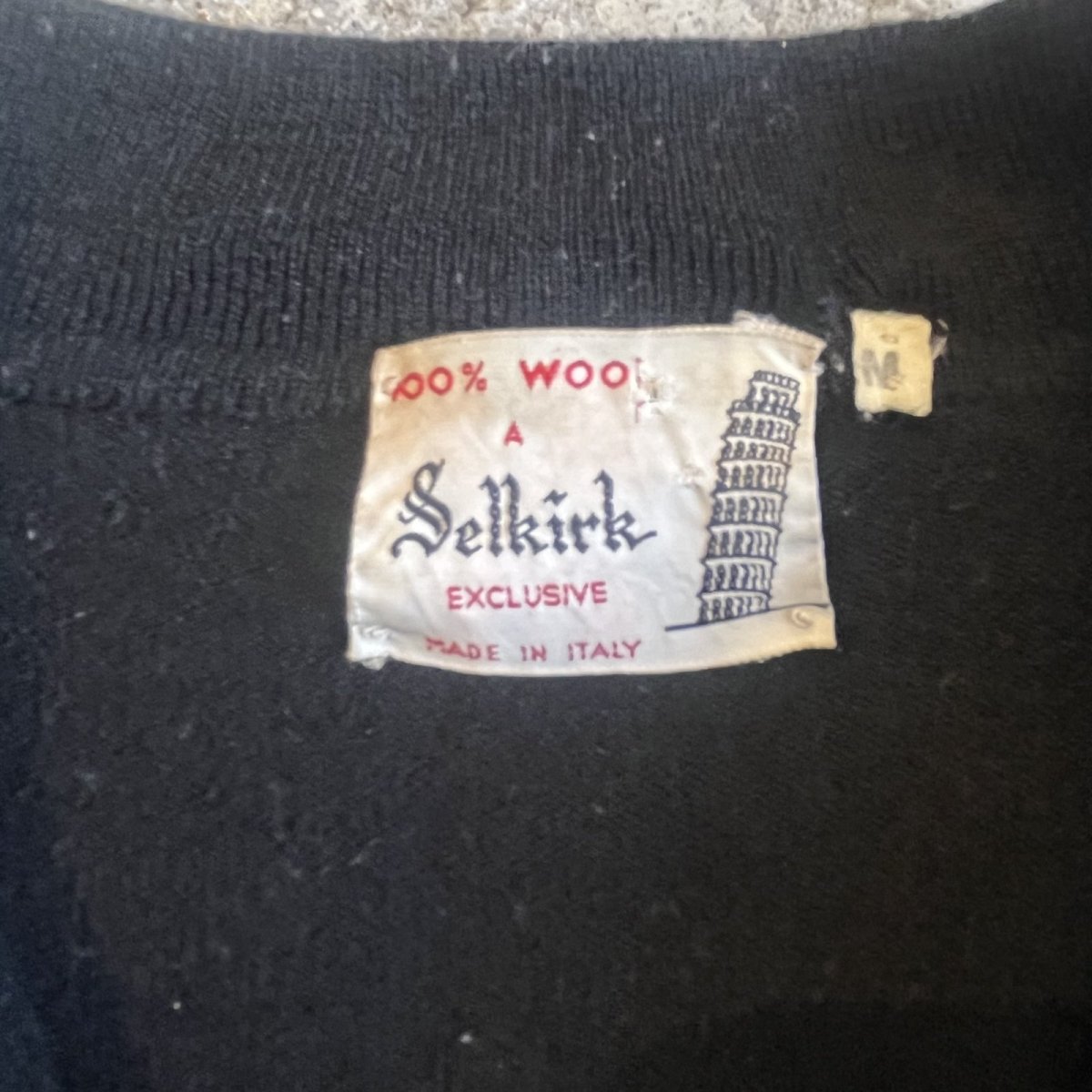 画像13: OLD POINT 3 COLOR LINE DESIGN WOOL L/S POLO KNIT SWEATER / Ladies M / MADE IN ITALY (13)