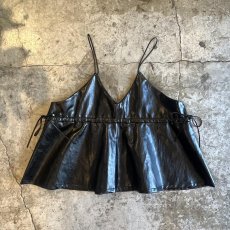 画像2: SIDE RIBBON DESIGN FAUX LEATHER CAMISOLE / Ladies S~M (2)