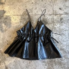 画像1: SIDE RIBBON DESIGN FAUX LEATHER CAMISOLE / Ladies S~M (1)