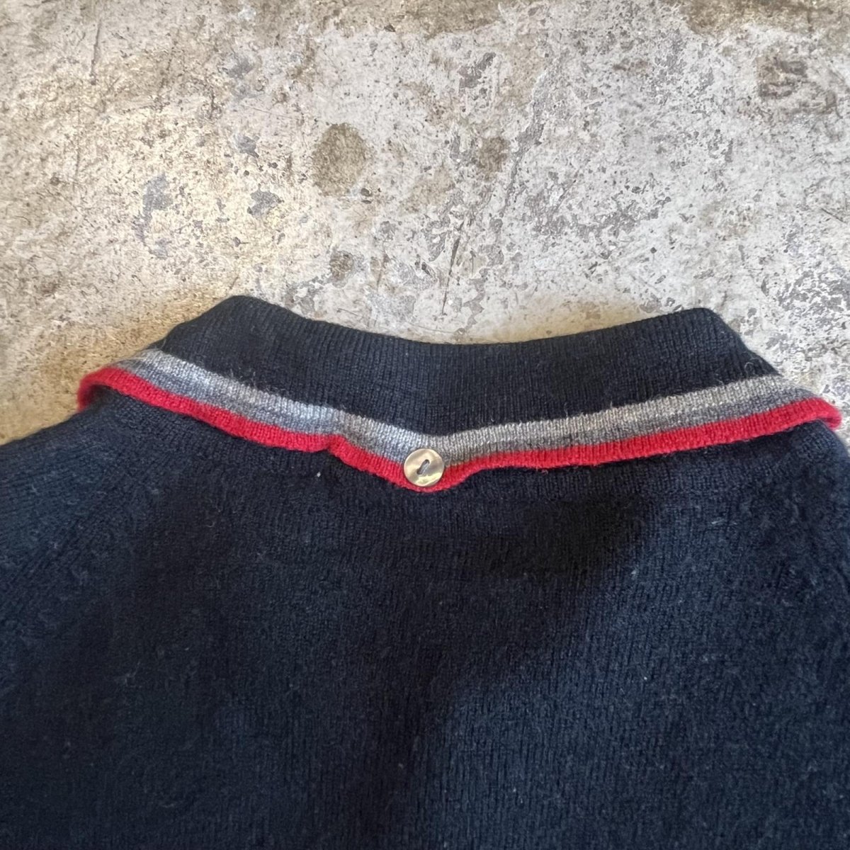 画像12: OLD POINT 3 COLOR LINE DESIGN WOOL L/S POLO KNIT SWEATER / Ladies M / MADE IN ITALY (12)