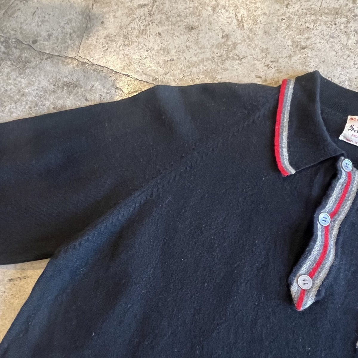 画像9: OLD POINT 3 COLOR LINE DESIGN WOOL L/S POLO KNIT SWEATER / Ladies M / MADE IN ITALY (9)
