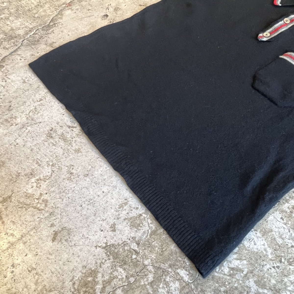 画像4: OLD POINT 3 COLOR LINE DESIGN WOOL L/S POLO KNIT SWEATER / Ladies M / MADE IN ITALY (4)