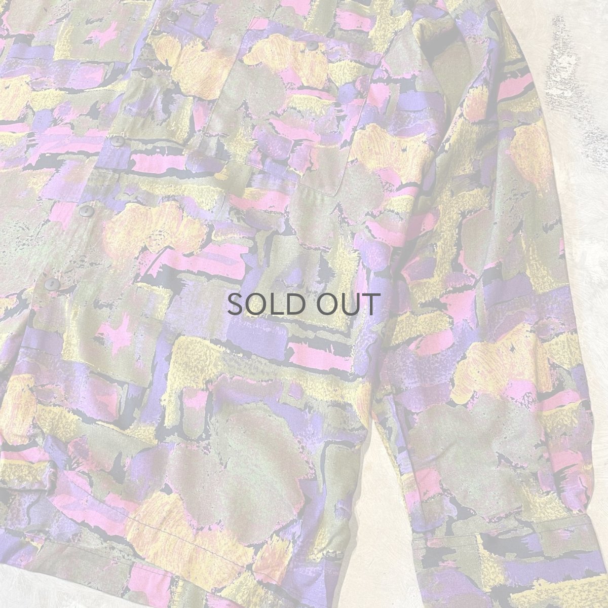 画像6: ALL OVER ARTISTIC PATTERN RAYON L/S SHIRT / Mens XL / MADE IN USA (6)
