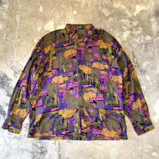 画像1: ALL OVER ARTISTIC PATTERN RAYON L/S SHIRT / Mens XL / MADE IN USA (1)