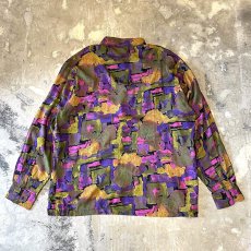 画像2: ALL OVER ARTISTIC PATTERN RAYON L/S SHIRT / Mens XL / MADE IN USA (2)