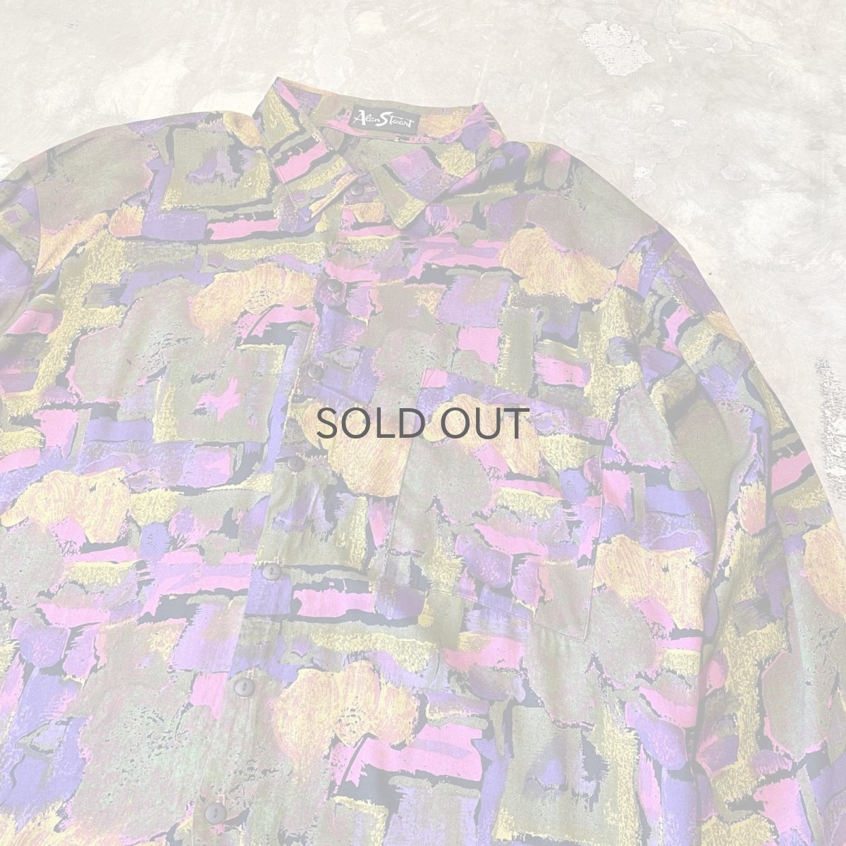 画像4: ALL OVER ARTISTIC PATTERN RAYON L/S SHIRT / Mens XL / MADE IN USA (4)