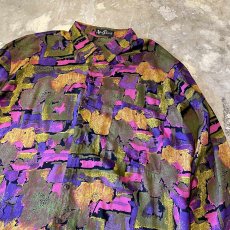 画像4: ALL OVER ARTISTIC PATTERN RAYON L/S SHIRT / Mens XL / MADE IN USA (4)