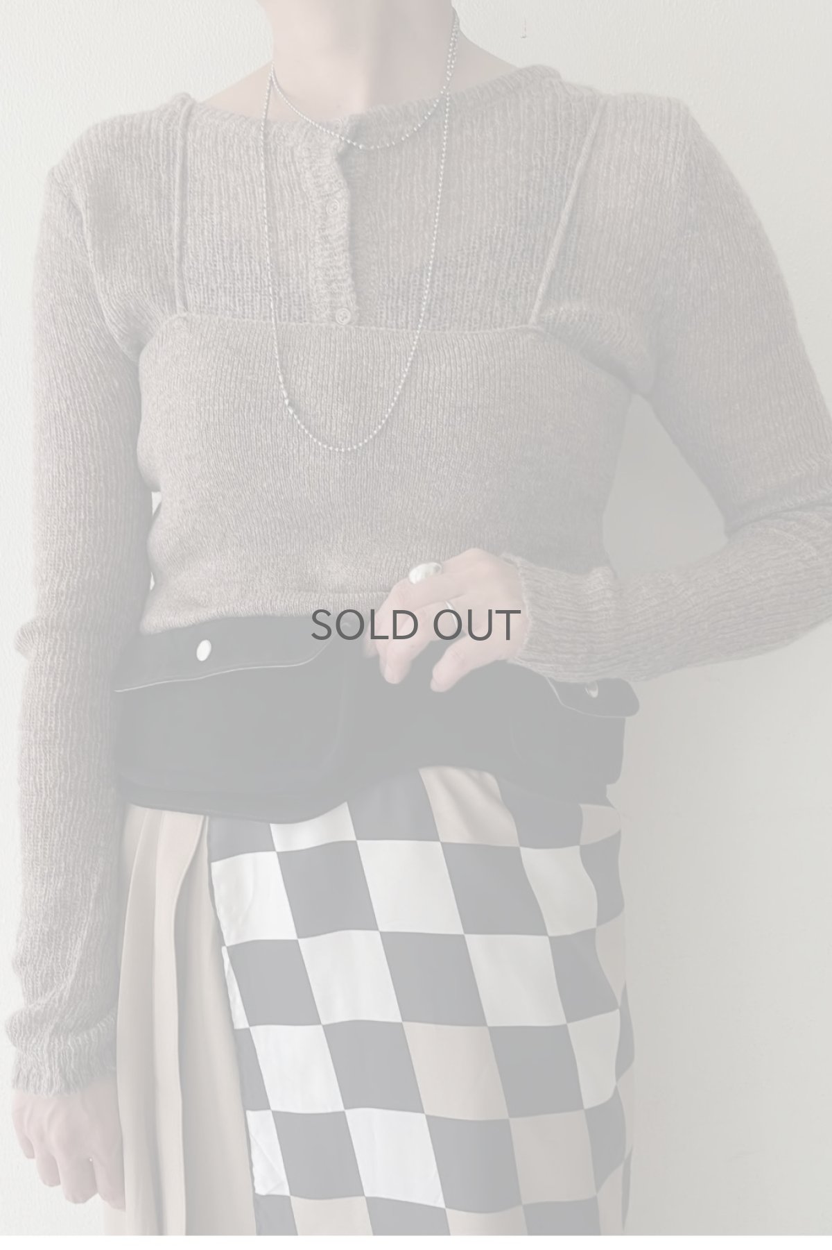 画像15: GREIGE COLOR 2 PIECES LAYERED DESIGN KNIT CARDIGAN / Ladies M (15)