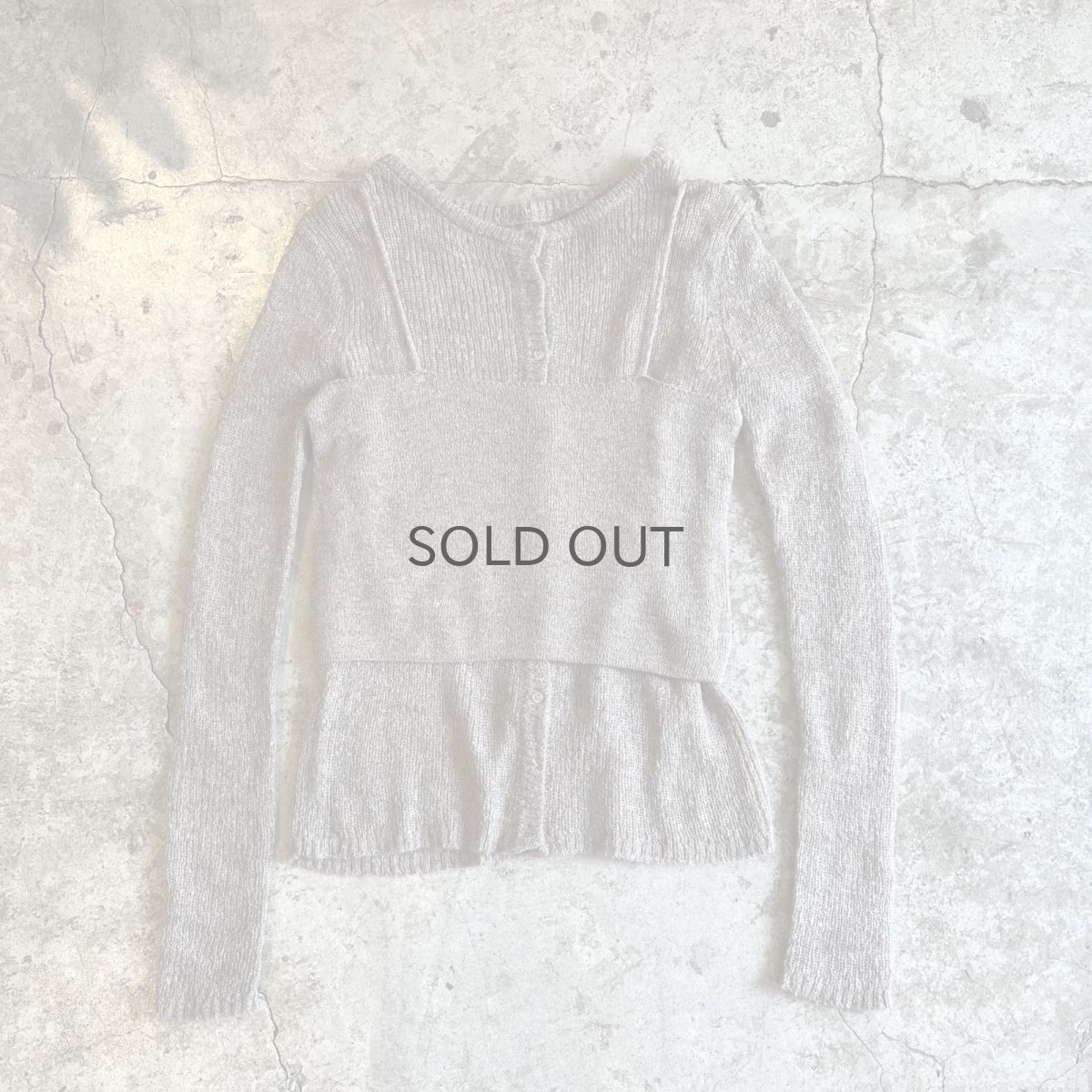 画像1: GREIGE COLOR 2 PIECES LAYERED DESIGN KNIT CARDIGAN / Ladies M (1)