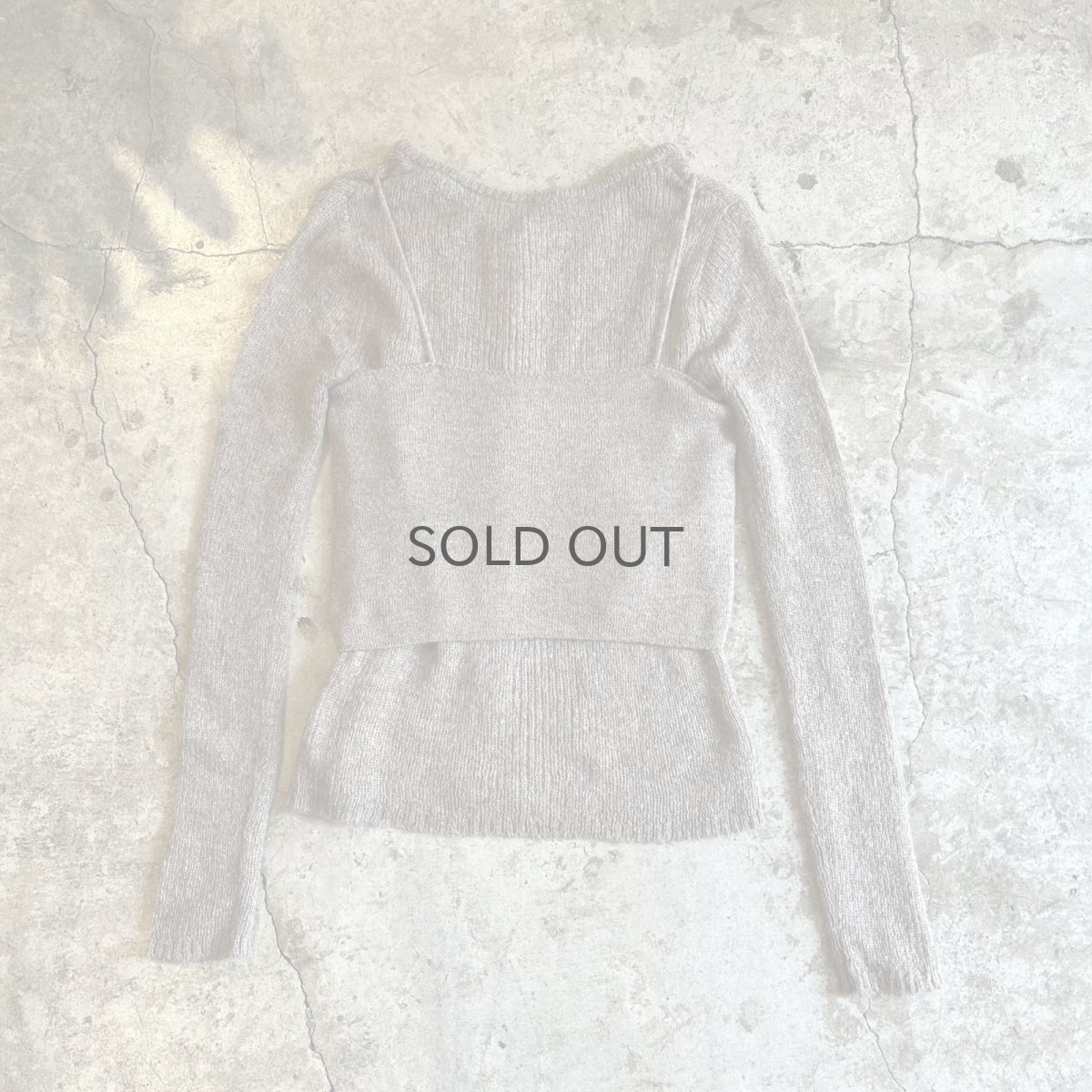 画像2: GREIGE COLOR 2 PIECES LAYERED DESIGN KNIT CARDIGAN / Ladies M (2)