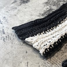 画像7: MONOCHROME STRIPE PATTERN LOWGAUGE KNIT TOPS / Mens L  (7)