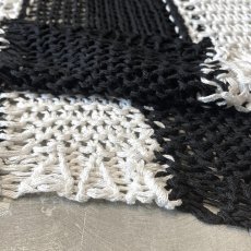 画像8: MONOCHROME STRIPE PATTERN LOWGAUGE KNIT TOPS / Mens L  (8)