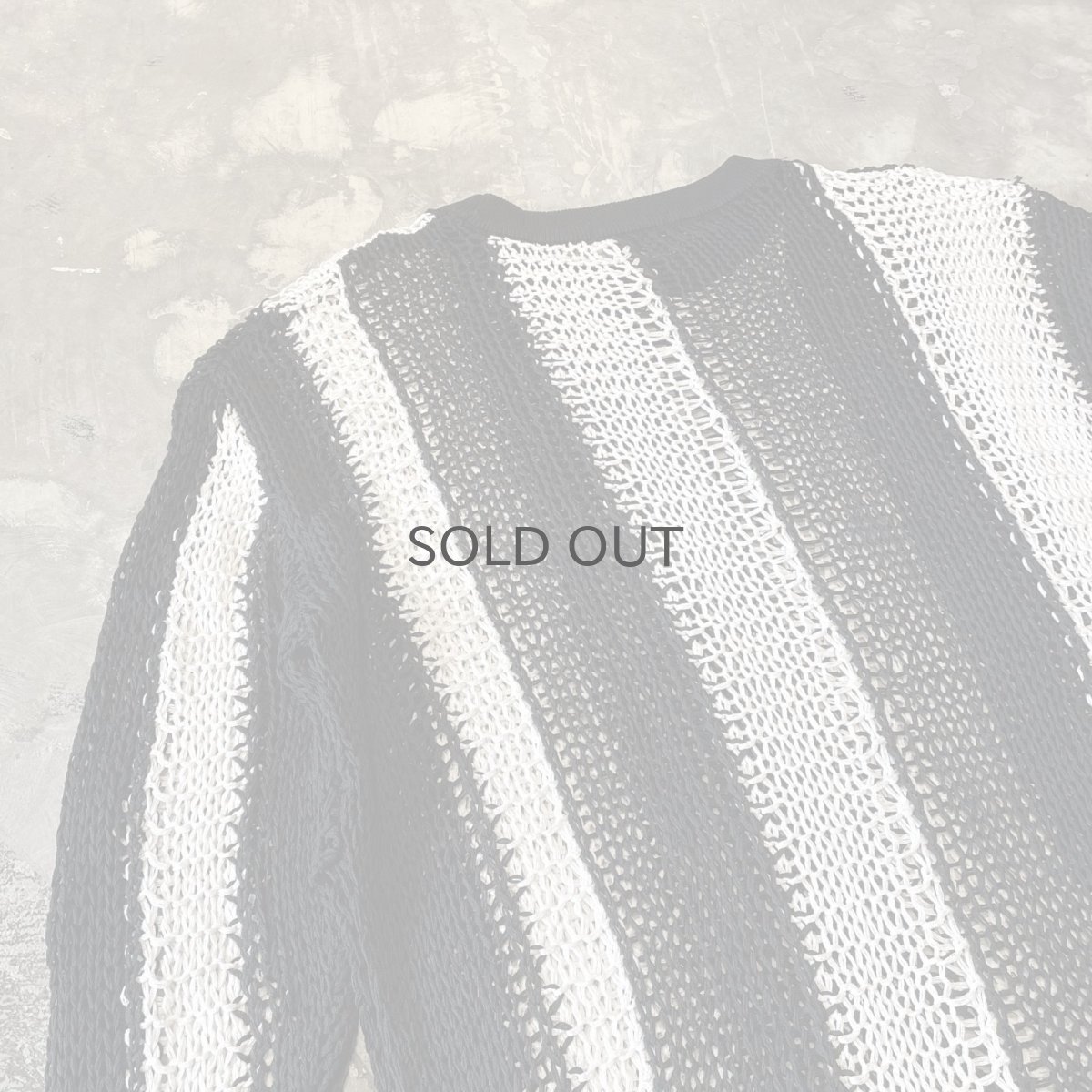 画像9: MONOCHROME STRIPE PATTERN LOWGAUGE KNIT TOPS / Mens L  (9)