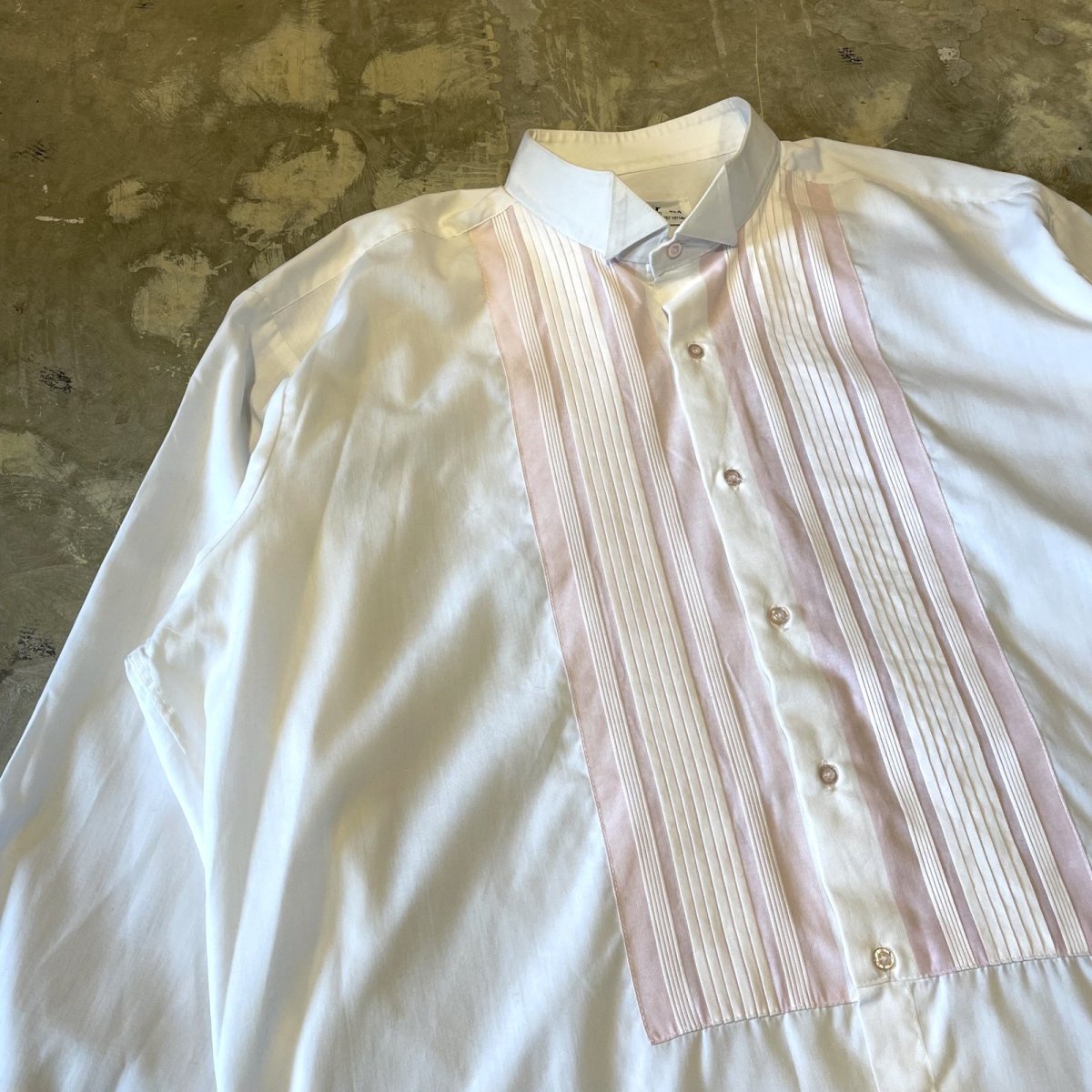 画像3: COLOR SWITCHED PLEATED DRESS L/S SHIRT / Mens XL / MADE IN USA (3)
