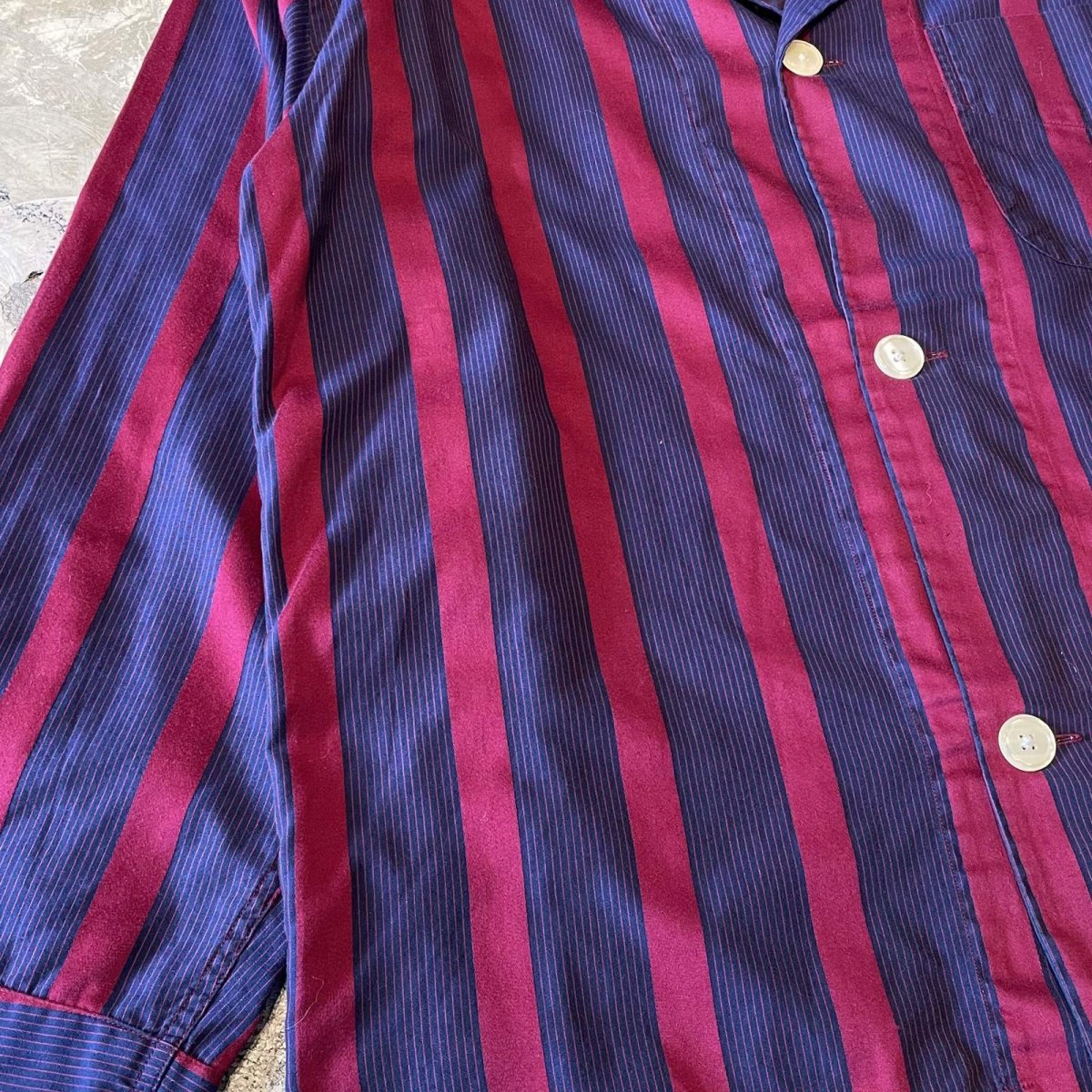 画像5: ALL OVER STRIPE PATTERN OPEN COLLAR PAJAMA L/S SHIRT / Mens S (5)