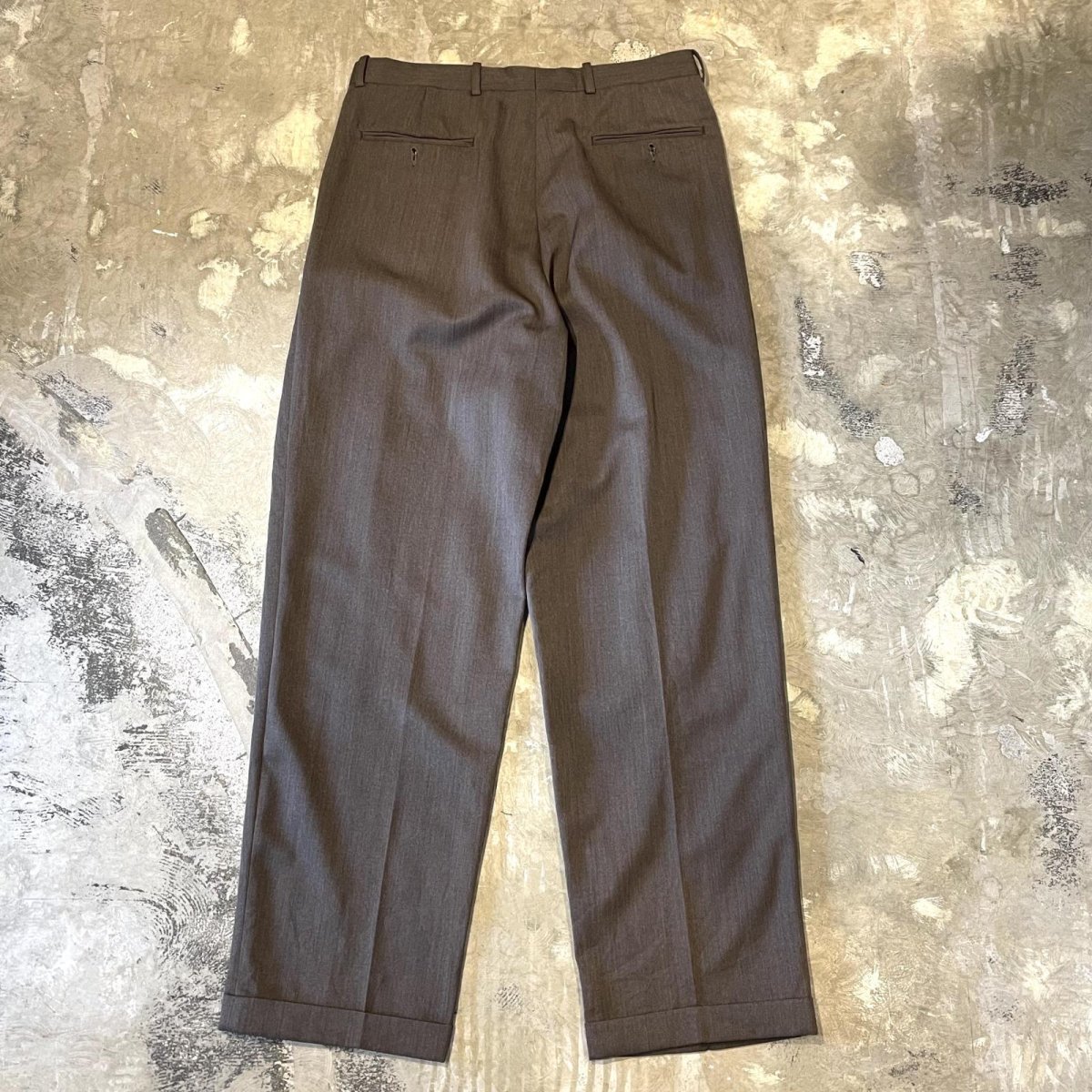 画像2: THREE TUCK WIDE SILHOUETTE COLOR WOOL SLACKS / W33 (2)
