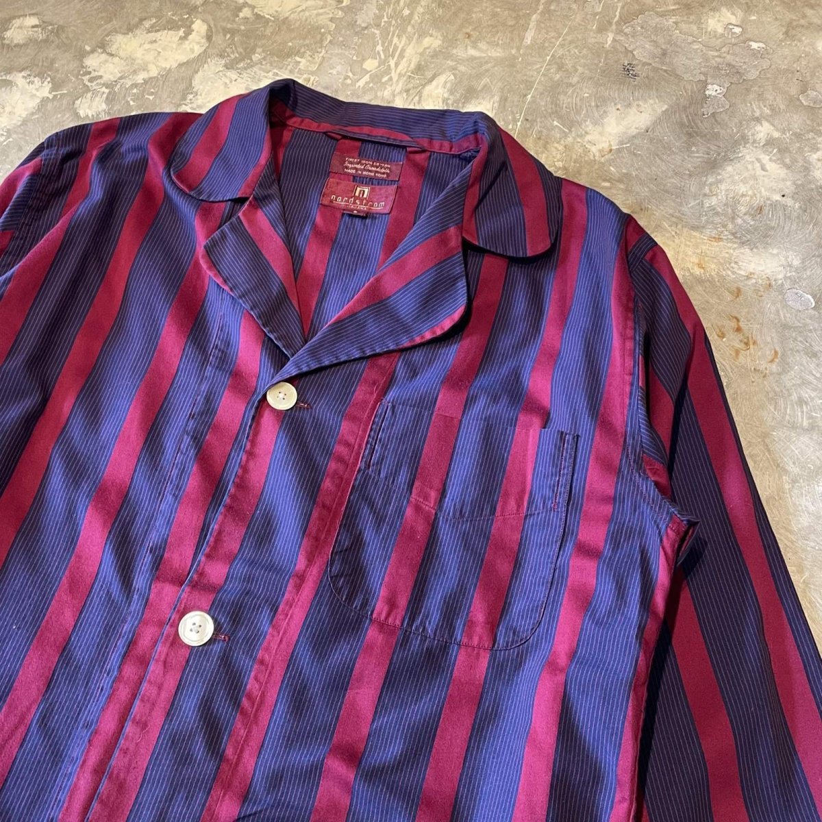 画像4: ALL OVER STRIPE PATTERN OPEN COLLAR PAJAMA L/S SHIRT / Mens S (4)