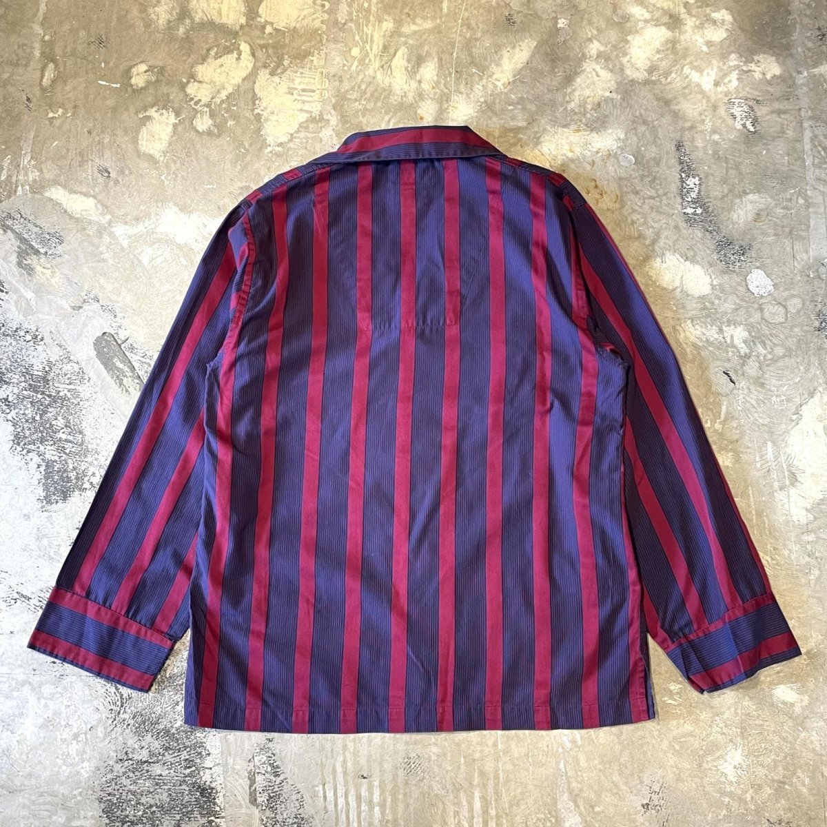 画像2: ALL OVER STRIPE PATTERN OPEN COLLAR PAJAMA L/S SHIRT / Mens S (2)