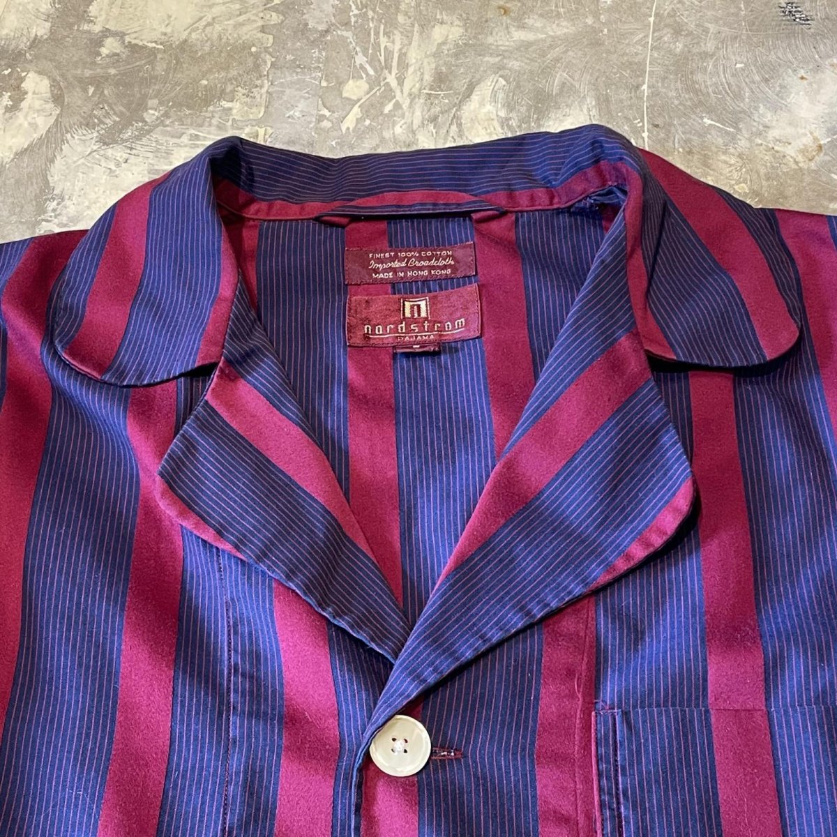 画像10: ALL OVER STRIPE PATTERN OPEN COLLAR PAJAMA L/S SHIRT / Mens S (10)