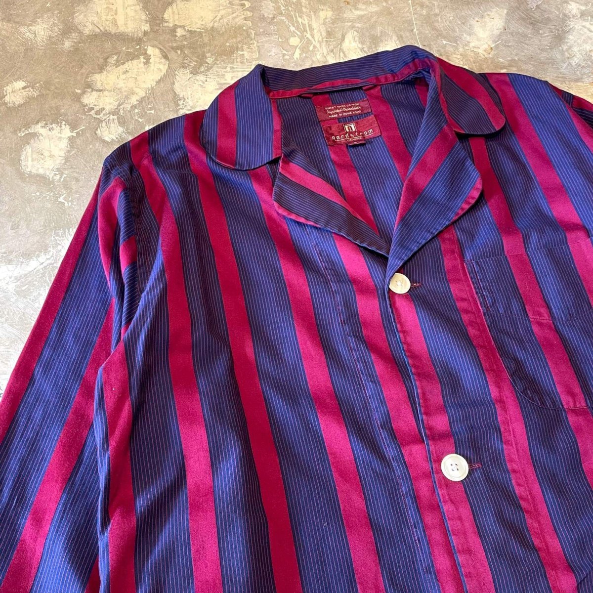 画像3: ALL OVER STRIPE PATTERN OPEN COLLAR PAJAMA L/S SHIRT / Mens S (3)