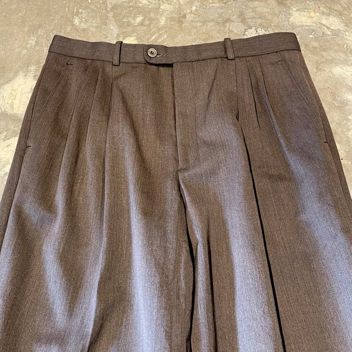 画像10: THREE TUCK WIDE SILHOUETTE COLOR WOOL SLACKS / W33 (10)