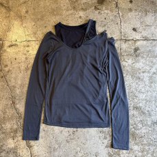 画像1: GREY COLOR ASYMMETRY DESIGN 2 PIECES L/S TOPS / Ladies M (1)