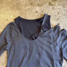 画像6: GREY COLOR ASYMMETRY DESIGN 2 PIECES L/S TOPS / Ladies M (6)