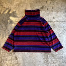 画像1: MULCH BORDER PATTERN VELVET TURTLE L/S TOPS / Ladies L (1)