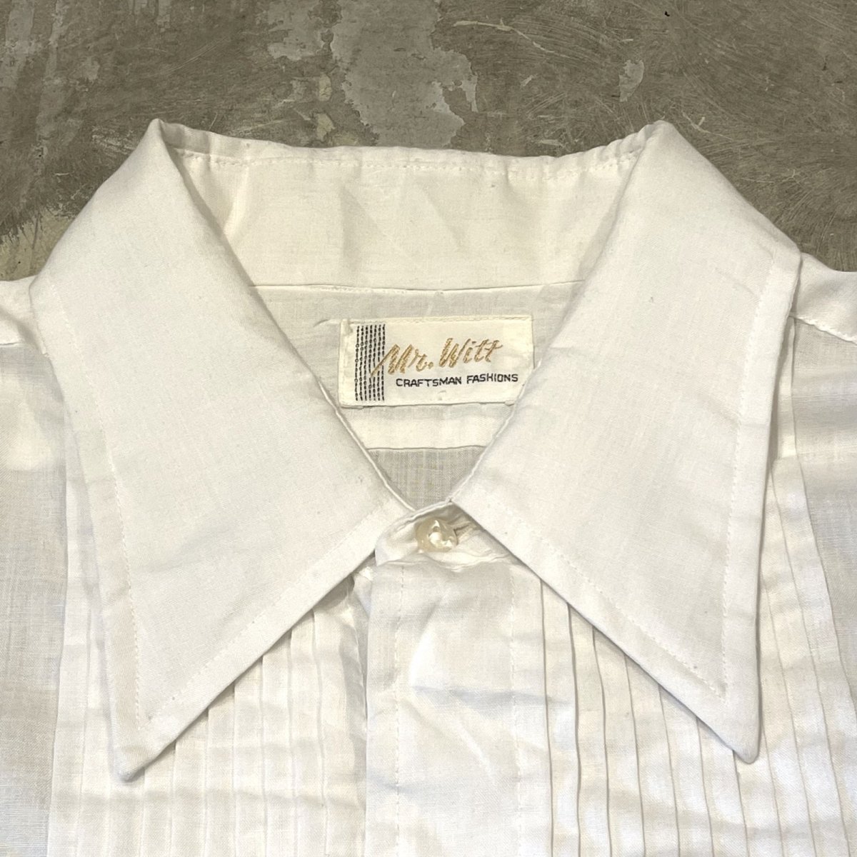 画像11: 70's WHITE COLOR FRONT PLEATED L/S DRESS SHIRT / Mens XL (11)