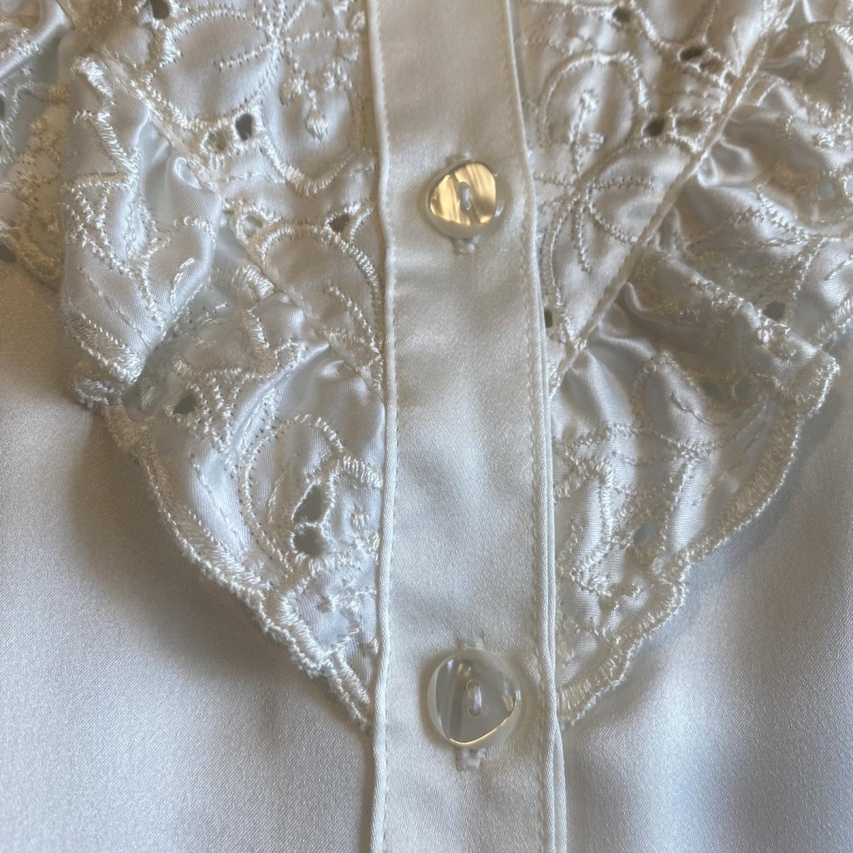 画像6: FLORAL EMBROIDERY PATTERN FRILL DESIGN BLOUSE / Ladies M (6)