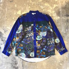 画像1: 90's "MAJOR DANAGE" ART PATTERN SWITCHED L/S SHIRT / Mens XL (1)