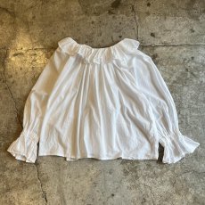 画像2: OLD FRONT RIBBON FRILL DESIGN L/S BLOUSE / Ladies L(ONE SIZE) / MADE IN USA (2)