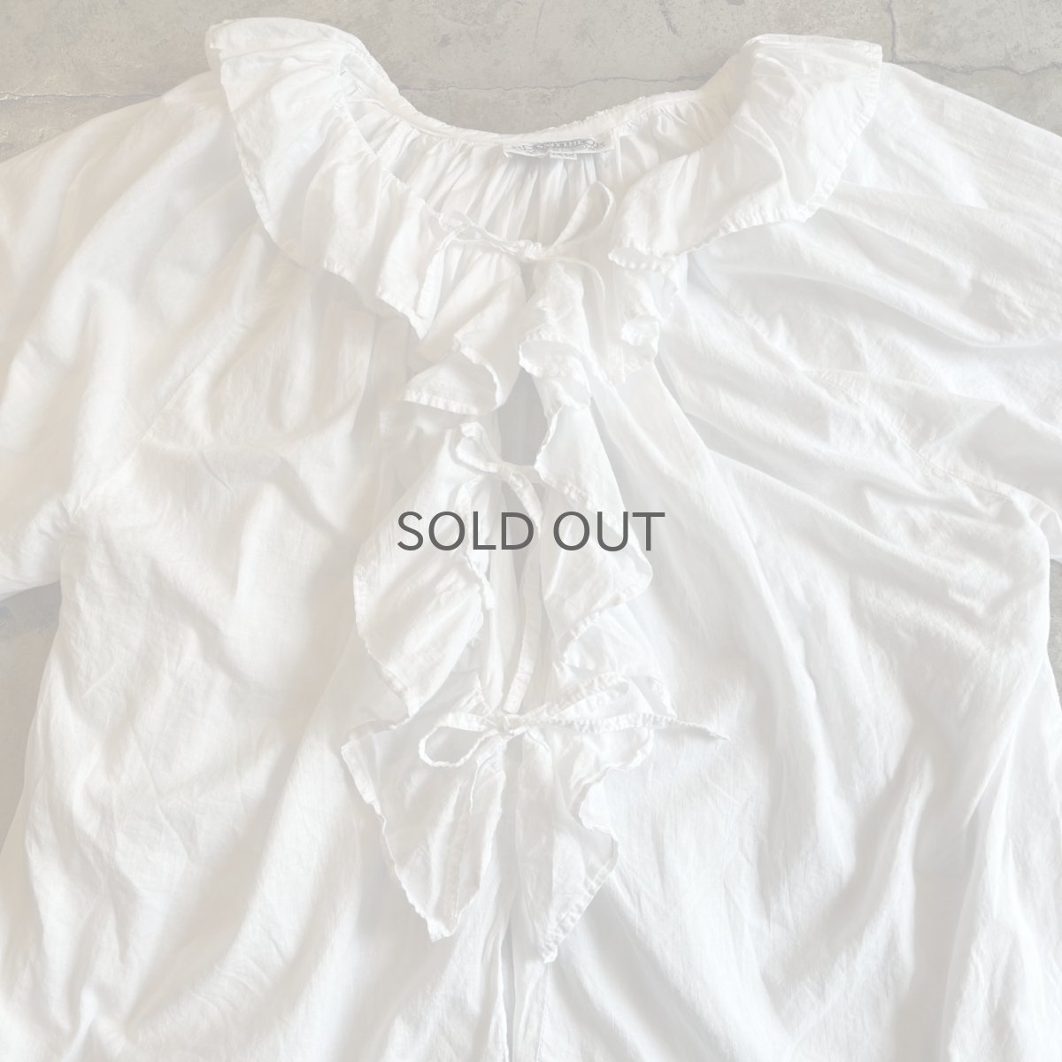 画像8: OLD FRONT RIBBON FRILL DESIGN L/S BLOUSE / Ladies L(ONE SIZE) / MADE IN USA (8)