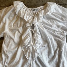 画像8: OLD FRONT RIBBON FRILL DESIGN L/S BLOUSE / Ladies L(ONE SIZE) / MADE IN USA (8)