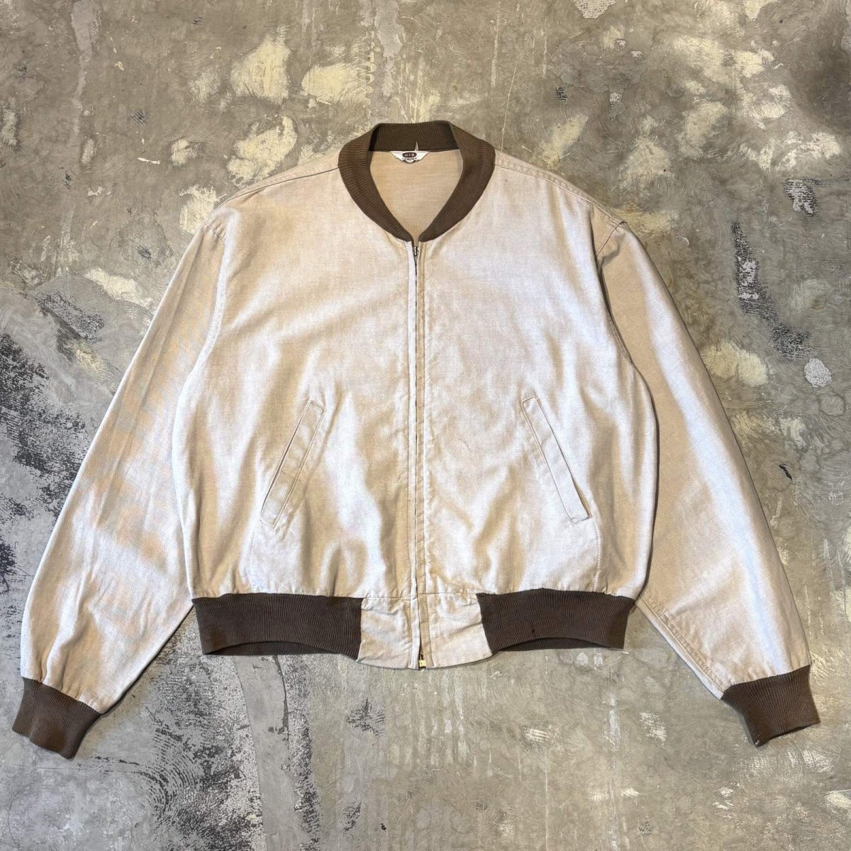 画像1: OLD BICOLOR COTTON ZIP UP JACKET / Mens L (1)