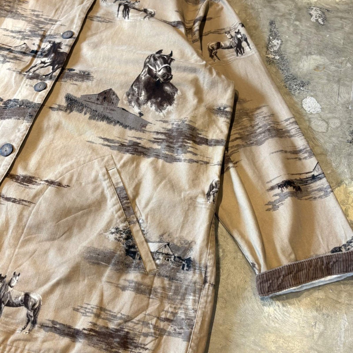 画像6: HORSE GRAPHIC PATTERN CORDUROY SWITCHED JACKET / Mens XL (6)