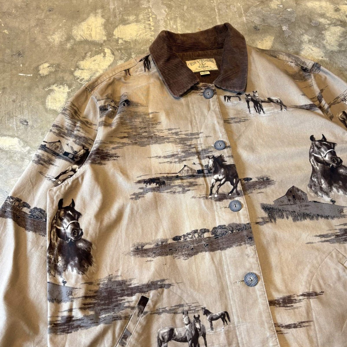 画像3: HORSE GRAPHIC PATTERN CORDUROY SWITCHED JACKET / Mens XL (3)