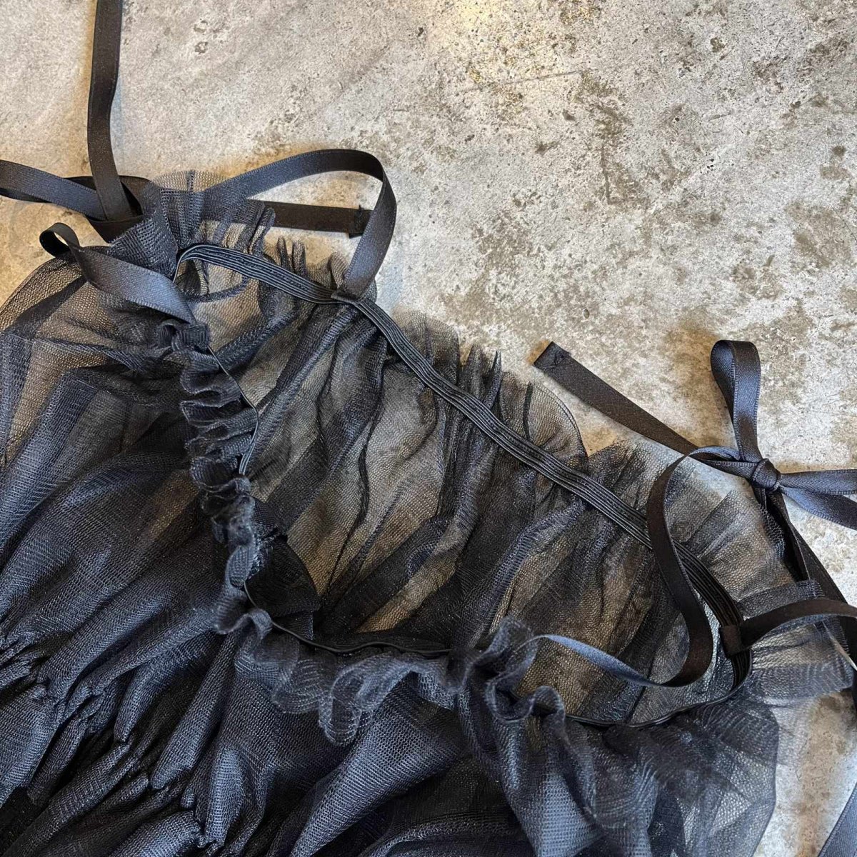 画像7: SHOULDER RIBBON DESIGN GATHER TULLE BUSTIER / Ladies S~M (7)