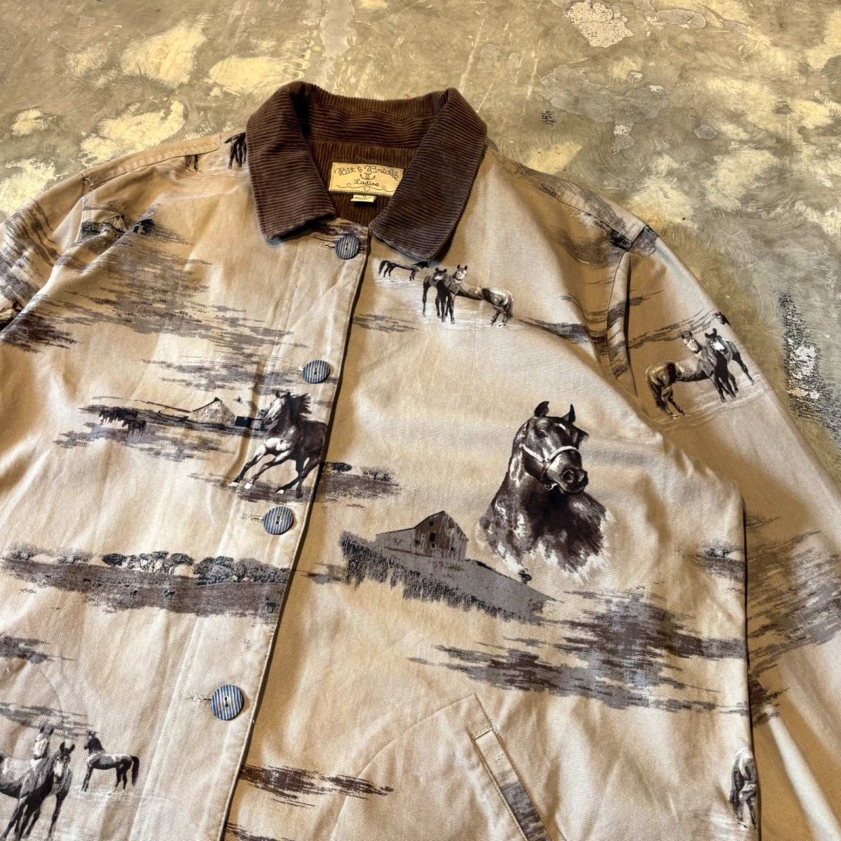 画像4: HORSE GRAPHIC PATTERN CORDUROY SWITCHED JACKET / Mens XL (4)