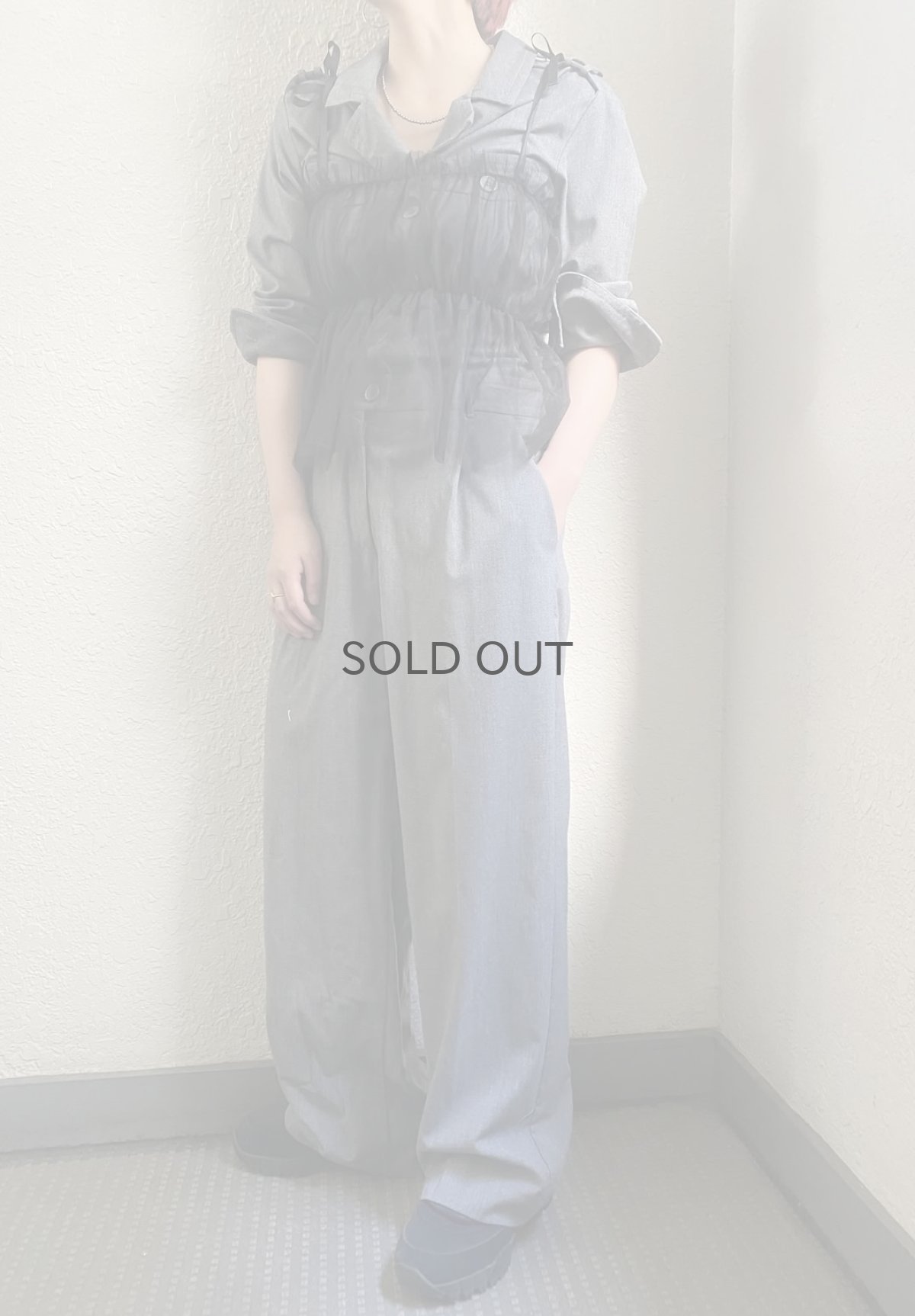 画像11: SHOULDER RIBBON DESIGN GATHER TULLE BUSTIER / Ladies S~M (11)