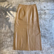画像1: FRONT DESIGN SLIT LEATHER LONG SKIRT / W28 (1)