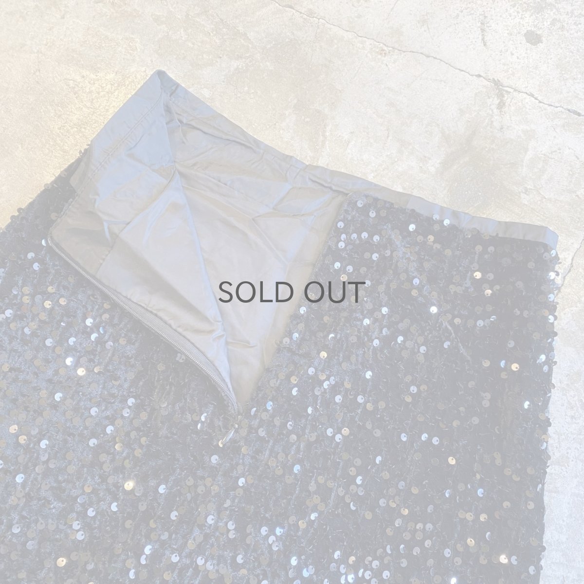 画像7: SEQUINS DESIGN BLACK COLOR VEIVET SKIRT / W27 (7)